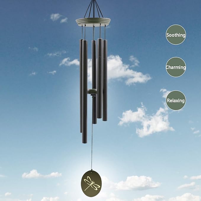 Wind Chimes for Outside, WindChimes Outdoor Tuned Soothing Melody, Wind Chimes Gifts for Mom/Grandma,Wind Chime Outdoor Decoration, Patio, Garden, Yard. (33" Green Dragonfly)-Ruum Studio Home