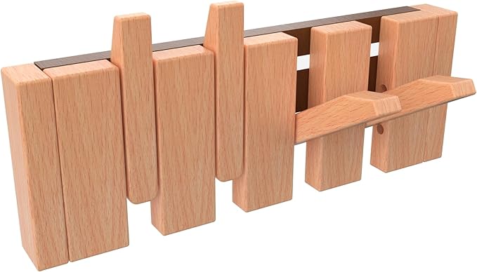 Wall Mounted Piano Key Hanger | Flip Style Hook | Entrance Wall Art Hook, Made of Oak Wood (3 Times Painted, 4 Times Polished) (Beech, 4Hooks)-Ruum Studio Home
