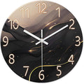 Large Wall Clocks Battery Operated 16 Inch Marble Glass Wall Clock for Living Room Black and Glod Wall Clock Silent Non Ticking-Ruum Studio Home