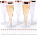 Prestee Set of 24 Plastic Champagne Flutes with Rose Gold Rim - 4.5 oz - Shatterproof Disposable Glasses - Elegant Design - Ideal for Weddings, Cocktail Parties, and Outdoor Celebrations-Ruum Studio Home