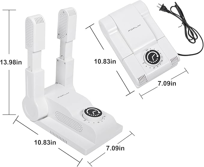 FORLIM Boot Dryer for Work Boots, Shoe Dryer with Heat Blower, Glove Dryer & Boot Warmer - 180° Adjustable Dry Rack - Telescopic Bendable Dry Ports - Intelligent Timer - White-Ruum Studio Home