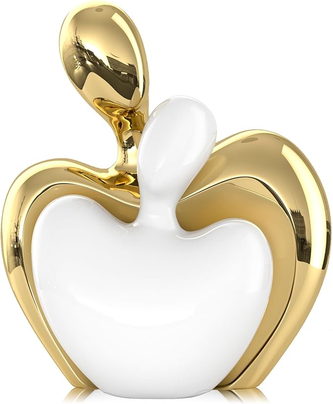 XMGZQ White and Gold Ceramic Couple Figurines Home Decor,Wedding Engagement Romantic Gift for Husband Wife,Large Male and Female Love Statue Valentine's Day Birthday,Abstract Hugging Couple-Ruum Studio Home