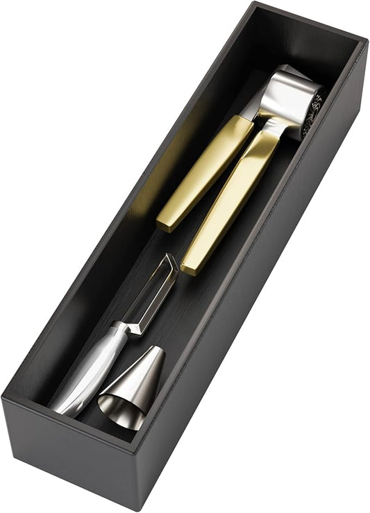 Black Bamboo Drawer Organizer - Silverware&Utensil Holder Organizer for Kitchen Drawers, Multi-Use Drawer Dividers Boxes for Bathroom Counter，Cabinet, Garage, Office Desk, Makeup, Jewelry (12"3"2.5")-Ruum Studio Home