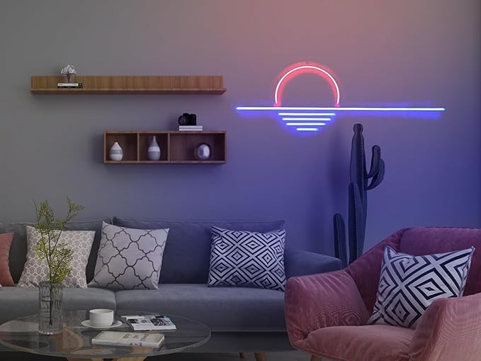 LED Decorative Lights USB Mountains Sunrise Sunset Led Neon Signs Home Decoration Wall Art Holiday Gift Brightness Adjustable 16.5''x9.5''-Ruum Studio Home