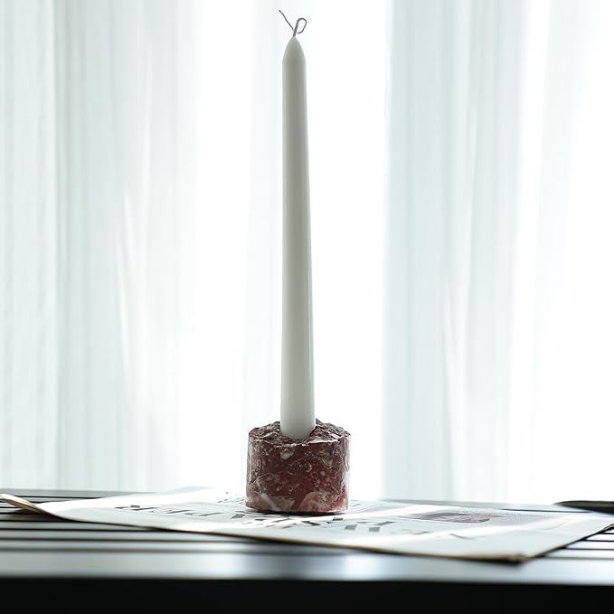 Travertine Candle Holder - Handmade Marble Candlestick Holder for Taper Candle - Vintage Small Stone Candle Sticks Holder Decor for Table Centerpieces, Wedding, Party, Fits 3/4 Inch Thick Candle-Ruum Studio Home