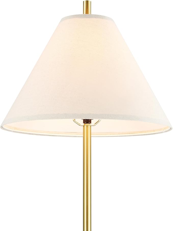 GLOBE Electric 61000060 60" Floor Lamp, Matte Brass Finish, Beige Linen Shade, Heavy Weighted Base, Rotary Switch on Shade, Modern Standing Light for Living Room, Home Office Accessories-Ruum Studio Home