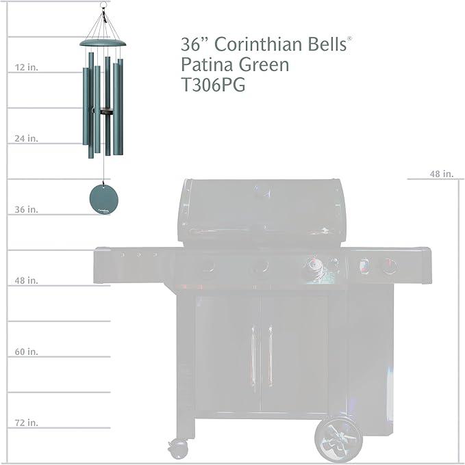 Corinthian Bells by Wind River - 36 inch Patina Green Wind Chime for Patio, Backyard, Garden, and Outdoor Decor (Aluminum Chime) Made in The USA-Ruum Studio Home