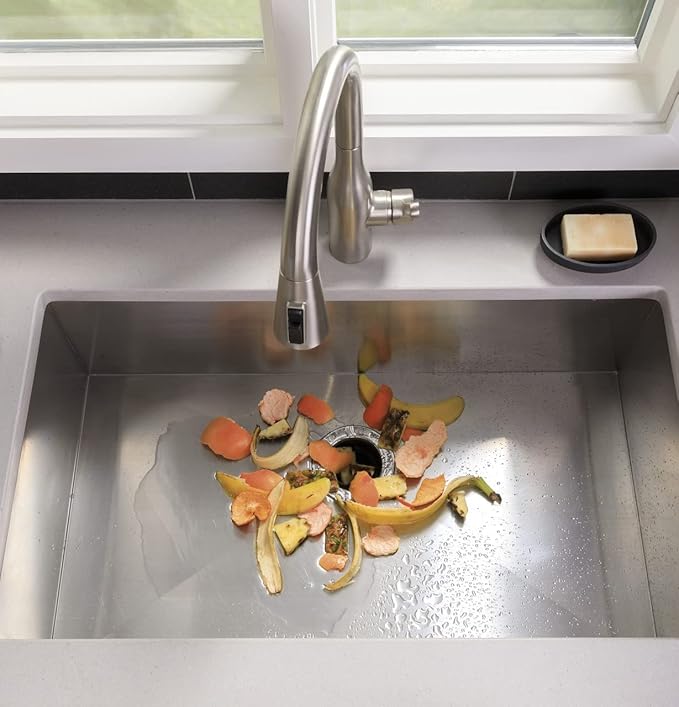 GE Disposall Batch Feed 3/4 Horsepower Motor Garbage Disposer, Good for Grinding: Vegetable Peels & Small Bones, Easy Install Kit, Non-Corded, Recommended for 2-4 Person Homes, GFB760N-Ruum Studio Home