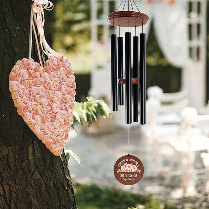 ASTARIN Personalized 20th 50th Anniversary Wind Chime, Happy Anniversary Wedding Valentine's Day Gift for Wife Husband Men Women Sister, Golden Anniversary Keepsake Decorations for Parents Couples-Ruum Studio Home