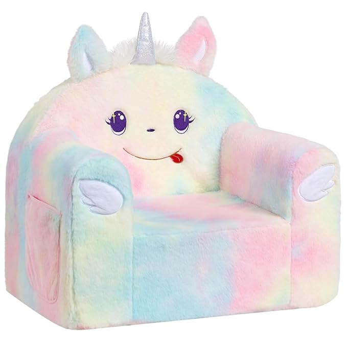 ALIMORDEN Animal Series Kid's Chair, Ultra-Soft Comfy Foam Filled Toddler Sofa Chair, Cute Animal-Shaped Design Toddler Couch, Lightweight Birthday for Baby Boys & Girls (Unicorn)-Ruum Studio Home