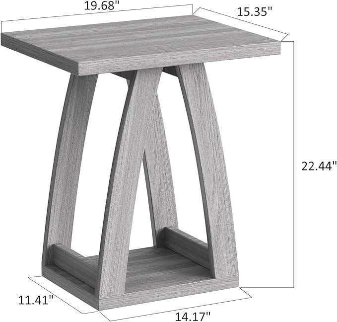 End Tables Living Room, Side Table Beside Sofa, Nightstand for Bedroom, Couch Side Table with Shelf, Modern End Table for Living Room, Grey End Table Set of 2-Ruum Studio Home