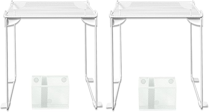 Neudeoc Locker Organizer and Accessories Kit, Includes Mesh Locker Shelf and Magnetic Pen Holder, Suitable for School, Work, Kitchen and Bathroomn (Pack of 4, White)-Ruum Studio Home