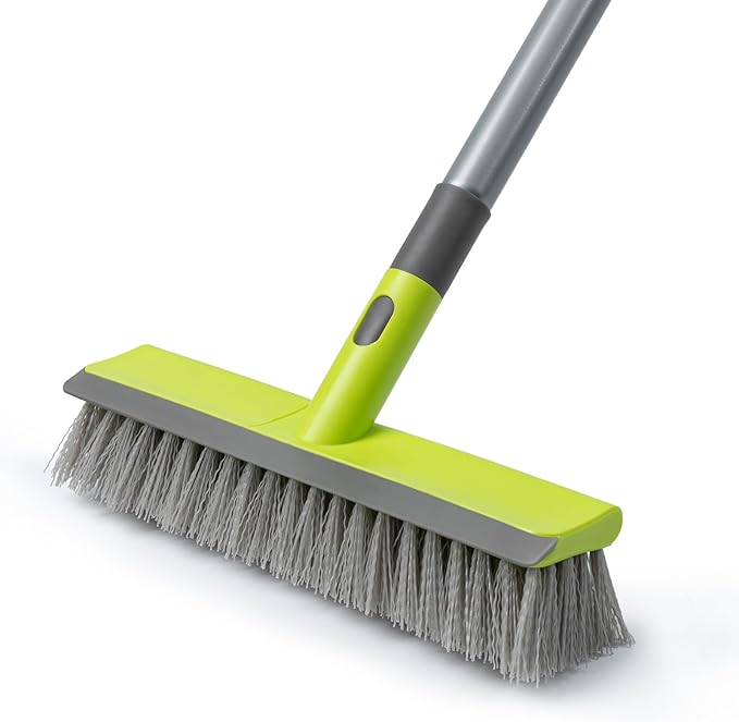 Floor Scrub Brush 2 in 1 Scrape and Stiff Bristle Deck Brush for Cleaning Concrete, Patio, Garage, Kitchen, Carpet and Bathroom 57" Long Handle-Ruum Studio Home