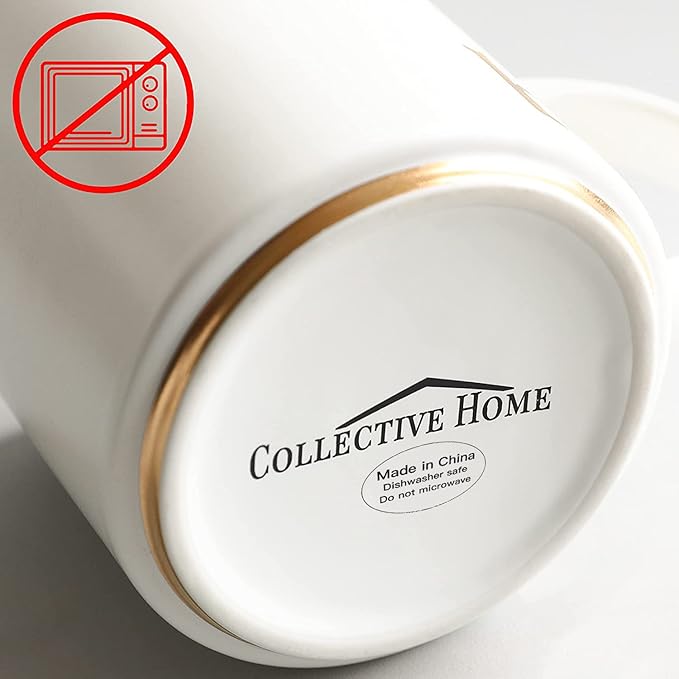 COLLECTIVE HOME - Monogram Ceramic Mugs, 15 oz Golden Initial Coffee Cups, Elegant Alphabet Tea Mugs, Elegant Personalized Mug with Gift Box, Luxurious Cups for Office and Home (m)-Ruum Studio Home