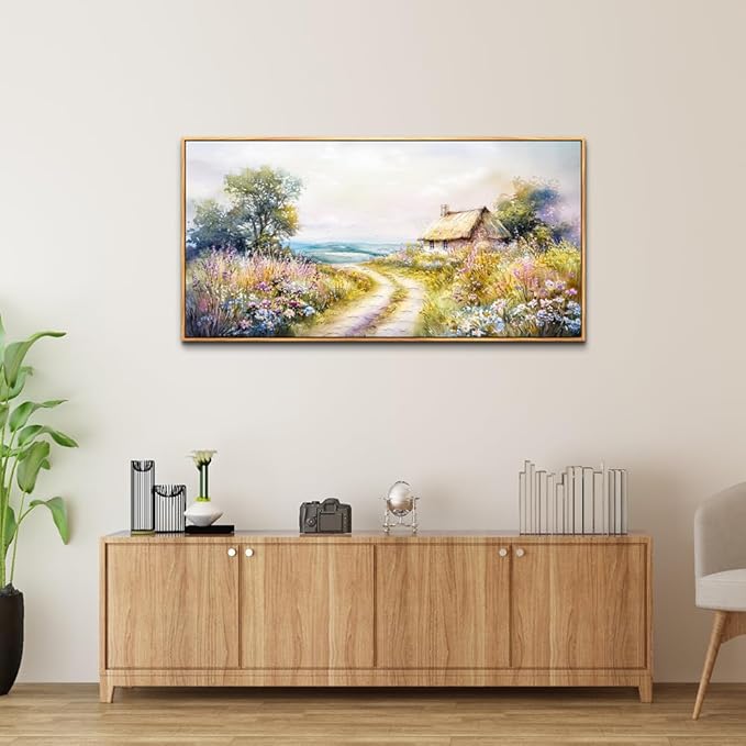 ZUITINGHUA Wood Framed Canvas Wall Art For Living Room Wall Decor For Bedroom Office Wall Decoration Country Road Landscape Paintings Farmhouse Pictures Artwork Room Aesthetic Home Decor 20x40 In-Ruum Studio Home