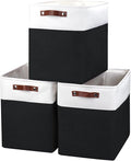 Large Fabric Storage Baskets | 50L Storage Bins, Decorative Linen Closet Baskets with Handles for Organizing, Shelf, Toys, Clothes, Home, Office, Nursery, 17x12x15Inches (Black&White)-Ruum Studio Home
