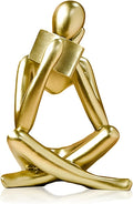 Bookshelf Decor Reading Statue - Abstract Art Thinker Sculpture Bookend for Shelves Aesthetic, Modern Home Decoration Figurine for Living Room Office Shelf Desk Coffee Table Decor(Gold Right)-Ruum Studio Home