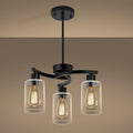 3-Light Modern Farmhouse Black Pendant Lights Kitchen Island, Adjustable Height Contemporary Chandeliers for Dining Room Light Fixture Hanging, Clear Glass Shade-Ruum Studio Home