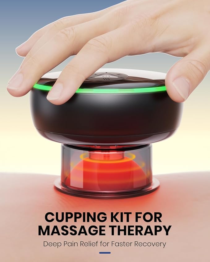 Electric Cupping Kit for Massage Therapy with Remote Controller - 32 Levels of Adjustable Suction & Heat, Portable Cupping Therapy Set for Back Pain Relief, Neck Muscle Soreness-Ruum Studio Home