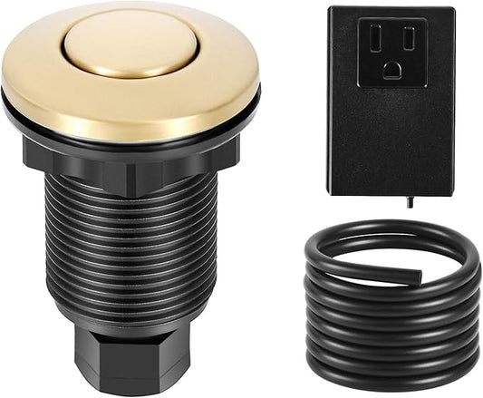 VEVOR Garbage Disposal Air Switch Kit, 2.5" Sink Top Air Switch for Food Waste Disposal, Brushed Gold Stainless Steel ON/OFF Air Button for Waste Disposer - Suitable for Stainless Steel Countertops-Ruum Studio Home
