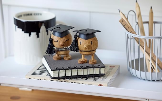 Hoptimist Student IQ Bumble, Woody Brown, Home Decor Ornament - Scandinavian Design, Wood W/Metal Spring, Small - Creates Cheerful Movement-Ruum Studio Home
