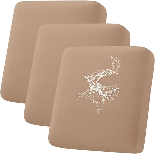 hyha Waterproof Couch Cushion Covers, Stretch Sofa Couch Seat Slipcover for Dog Washable, Non-Slip Waterproof Outdoor Cushion Covers for Patio Furniture Replacement (3 Pieces, Camel)-Ruum Studio Home