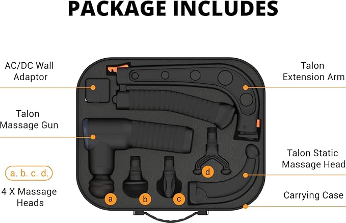 Talon Percussion Massage Gun + Massage Cane + Gun Holder System - Deep Tissue Muscle Massager with Arm Attachment for Whole Body Pain Relief, Upper and Lower Back, Neck & Shoulder Relaxer-Ruum Studio Home