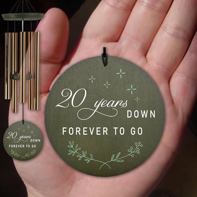 ASTARIN Personalized 20th 50th Anniversary Wind Chime, Happy Anniversary Wedding Valentine's Day Gift for Wife Husband Men Women Sister, Golden Keepsake Decorations for Parents Couples-Ruum Studio Home