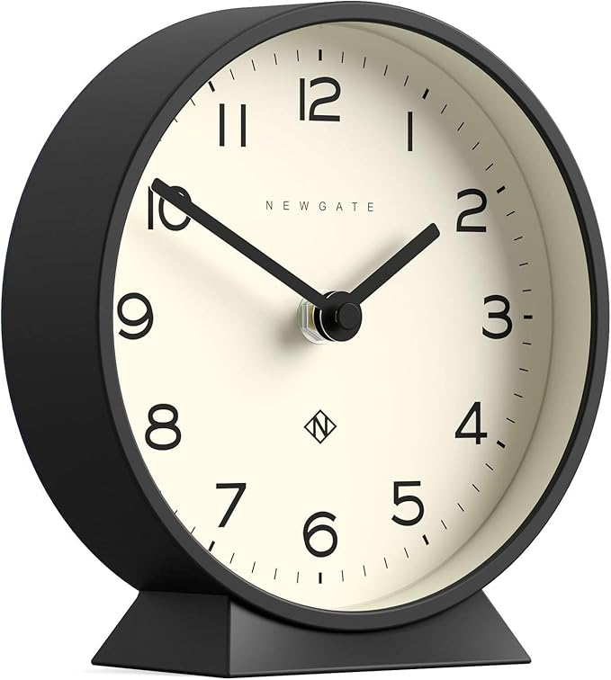 NEWGATE® M Mantel Echo Desk Clock | Modern Round Design | Black | Easy to Read Numbers | Contemporary Style for Desk, Table, Shelf or Bedside-Ruum Studio Home