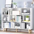IOTXY Wooden Open Shelf Bookcase - 3-Tier Floor Standing Display Cabinet Rack with Legs, 10 Cubes Bookshelf, Warm White-Ruum Studio Home
