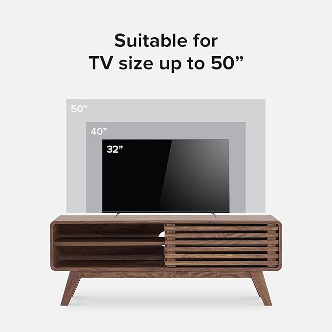 mopio Ensley TV Stand, Mid Century Modern for 55/60/65 inch TV, Farmhouse TV Stand, Entertainment Center with Storage, TV and Media Consol for Living Room (Walnut, 46")-Ruum Studio Home