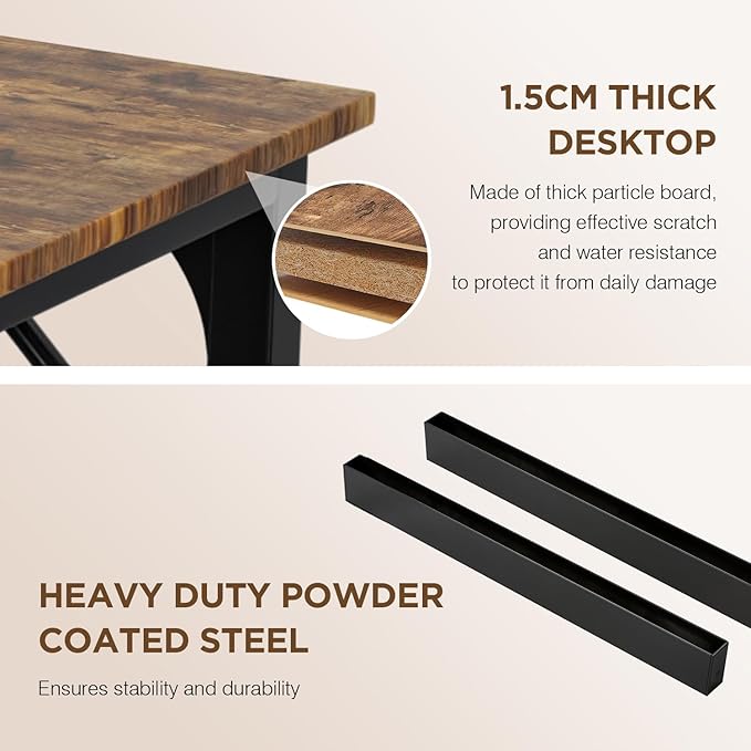 PayLessHere | 47 Inch Computer Desk | Brown | Office Desk with Metal Frame, Adjustable Feet | Water-Resistant, Scratchproof Surface | Sturdy Writing Table for Home Office or Study | Pack of 1-Ruum Studio Home
