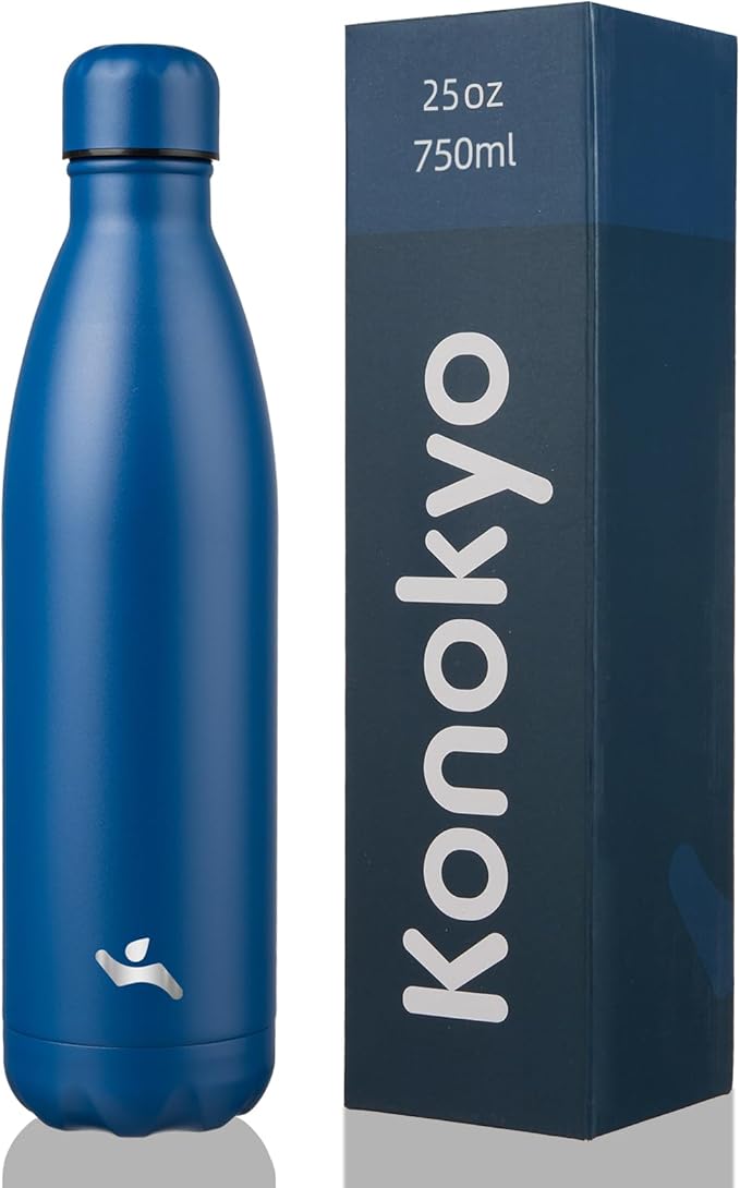 Insulated Water Bottles,25 oz Double Wall Stainless Steel Vacumm Metal Flask for Sports Travel,Blue-Ruum Studio Home