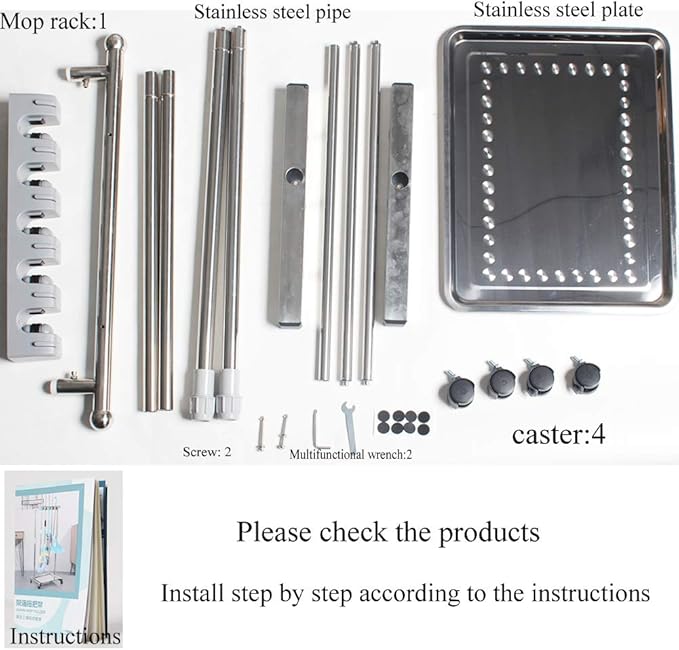 movable mop broom holder put wet mops floor standing cleaning tool rack stainless for schools, hospitals, factories, hotels, restaurant, etc.-Ruum Studio Home