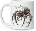 Personalized Steampunk Insect Mug, Customizable Name Mechanical Character Coffee Cup 11oz, Unique Cyberpunk Design Ceramic Mug, Customized White Cup Gift For Sci-Fi Enthusiasts-Ruum Studio Home