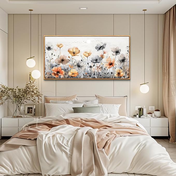 ZUITINGHUA Large Wood Framed Wall Decor For Living Room Canvas Wall Art For Office Modern Wall Decorations For Bedroom Flowers Landscape Paintings Farmhouse Pictures Artwork Home Decor 24x48 In-Ruum Studio Home