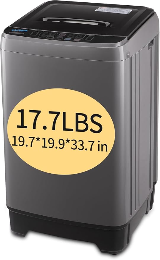 17.7 lbs Full-Automatic Washing Machine with LED Display, Portable Compact Laundry Washer with Drain Pump, 10 Wash Programs 8 Water Levels, Grey-Ruum Studio Home