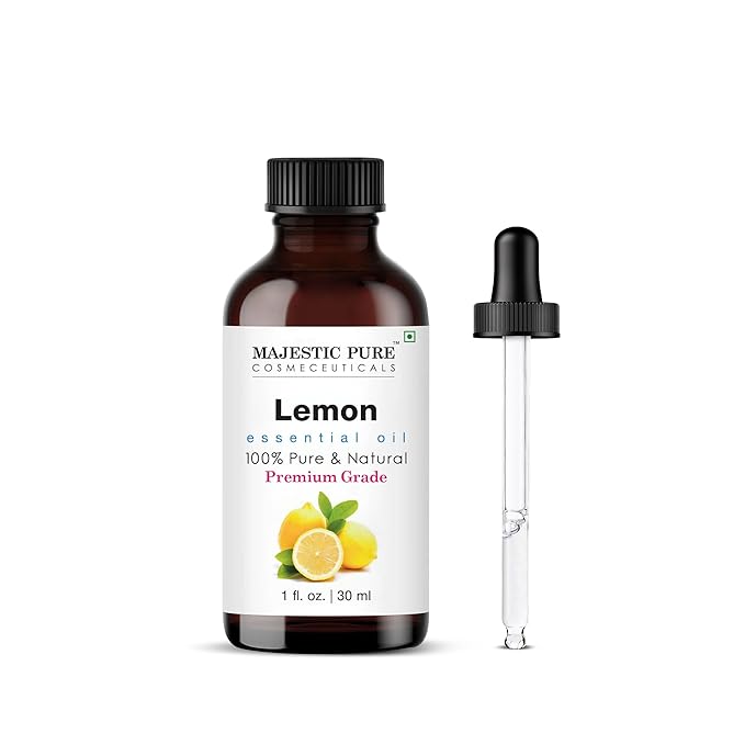 Majestic Pure Lemon Essential Oil with Glass Dropper - 1 Fl Oz - 100% Pure and Natural Lemon Oil - Premium Grade Essential Oils for Diffuser, Aromatherapy, Soap and Candle Making-Ruum Studio Home