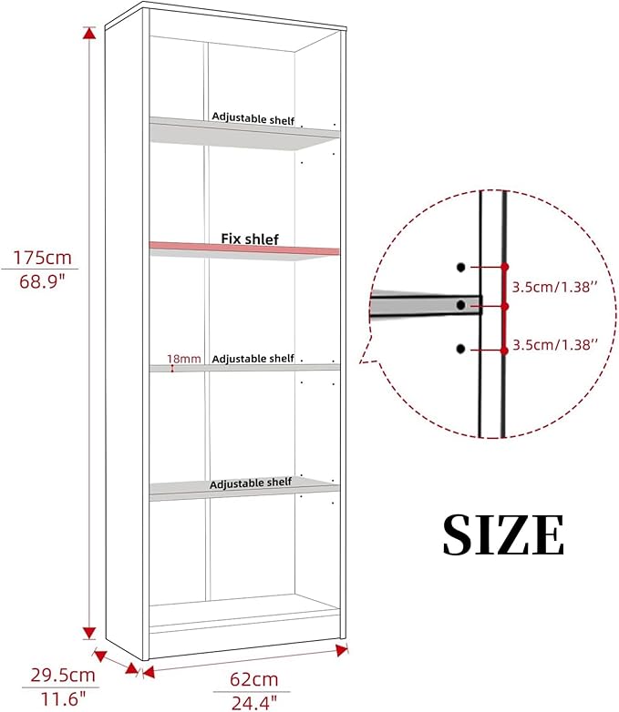 Bookshelf, Open Modern Bookshelf, 5 Shelf Bookcase with Freestanding Display Storage, Wooden Book Shelf for Bedroom, Living Room, Dinning Room, Office,Brown-Ruum Studio Home