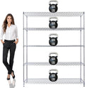 60"x24"x72" PRIME HEAVY DUTY Chrome 5-Tier Wire Shelving NSF 3000 LBS MAX Capacity Storage Rack for Commercial, School, Home, Garage, Warehouse, Industrial, and Hospital Uses (with Wheels)-Ruum Studio Home