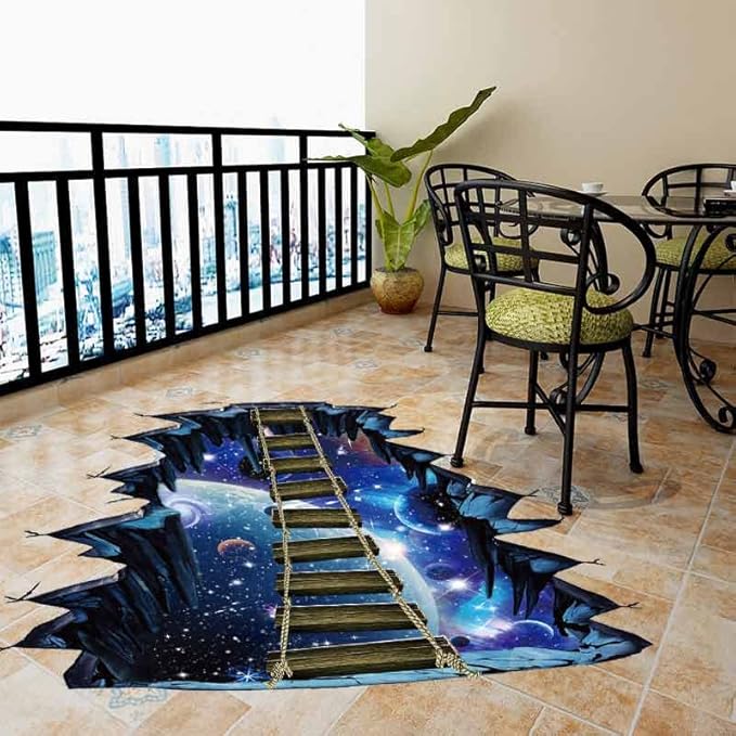 Quanhaigou Blue Galaxy Bridge Wall Sticker,3D Outer Space Decorations Decal for Home Decor Kids Bedroom Large-Ruum Studio Home
