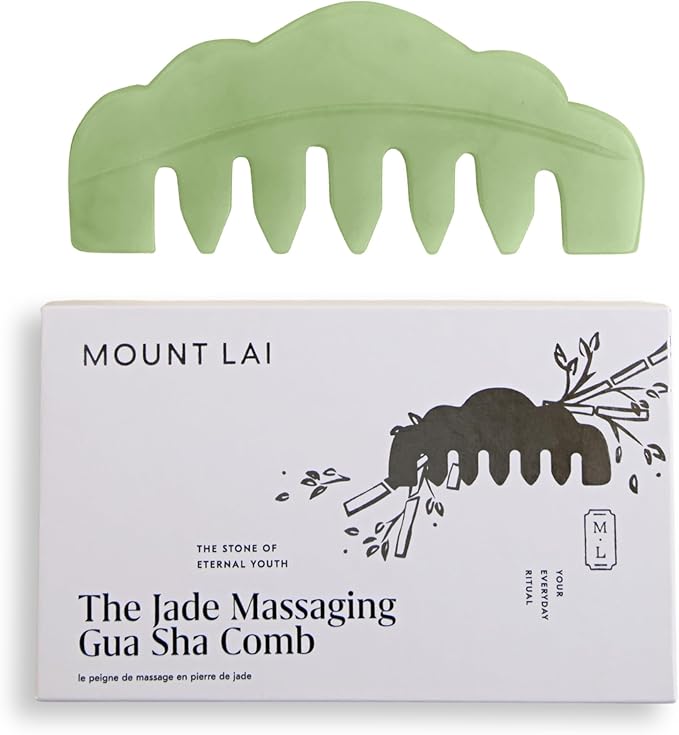 Mount Lai Hand-Carved Natural Jade Gua Sha Scalp Comb – Scalp Massager & Scraping Guasha Tool for Relaxation, Blood Circulation & Cooling-Ruum Studio Home