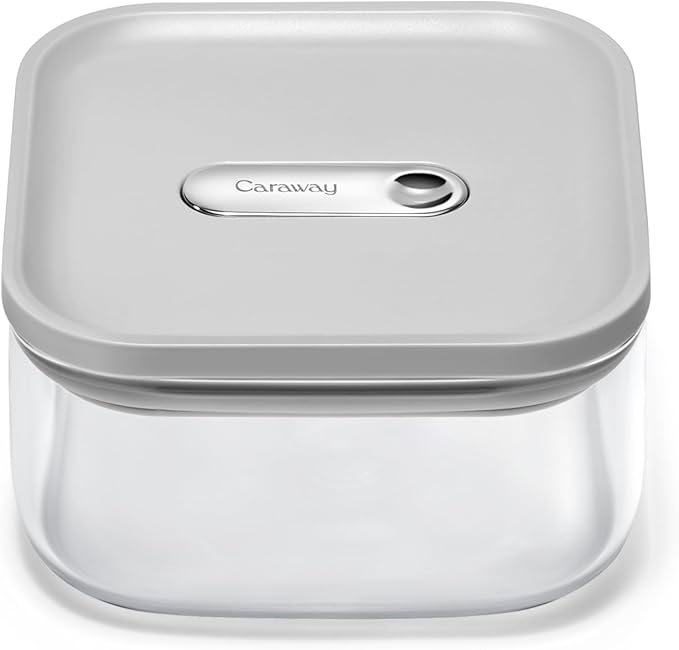 Caraway 1qt Glass Airtight Food Storage Container with Lid – Non-Toxic, BPA-Free Kitchen Storage Container – Stackable, Space-Saving Airtight Container for Dry Goods and More - Gray-Ruum Studio Home