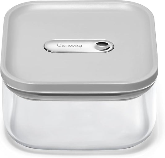 Caraway 1qt Glass Airtight Food Storage Container with Lid – Non-Toxic, BPA-Free Kitchen Storage Container – Stackable, Space-Saving Airtight Container for Dry Goods and More - Gray-Ruum Studio Home