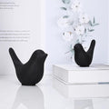 Small Animal Statues, Black Bird Figurines Home Decor, Modern Home Decorative, Ceramic Decor for Office Desktop, Bookshelf, Bedroom, Living Room, Cabinets, Coffee Table(Black 2 Pcs)-Ruum Studio Home