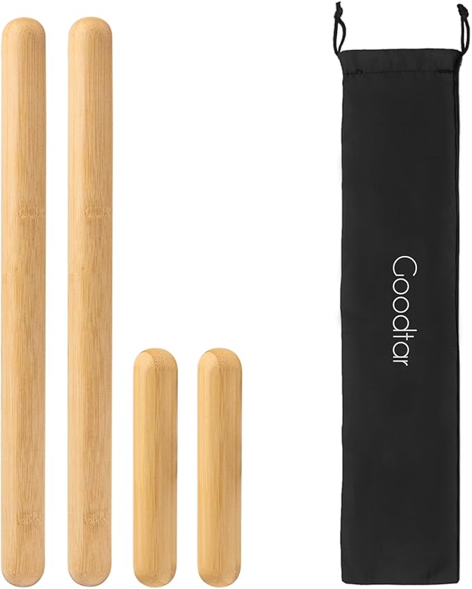 4PCS Solid Bamboo Massage Sticks & Guasha Set with Roller/Stick - 100% Bamboo Therapy Tools for Neck/Arm/Back/Legs/Full Body, Deep Tissue Massage, Muscle Relaxation, Body Shaping, Fatigue Relief-Ruum Studio Home