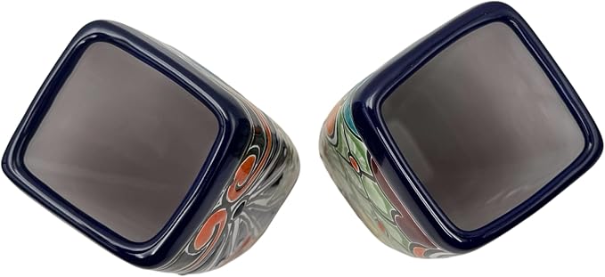 Talavera Planter Pot Square Vase Folk Art Mexican Pottery Handmade Hand Painted Home Decor Indoor Multicolor Outdoor 9.25" (Multi 22)-Ruum Studio Home