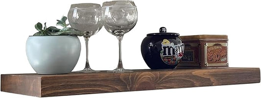 joelsantiques - 36 Inch Wooden Floating Shelves for Wall - 36x8x2 in - Made of Natural Wood - Heavy Duty Rustic Wall Shelves for Bedroom - Perfect for Living Room, Kitchen - Medium Brown-Ruum Studio Home