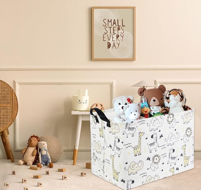 HIYAGON Baby Baskets kids Toy Basket for Boy and Girls Woodland Gift Basket Empty Cute Storage Bin Organizer Box Rectangular Animal Room Decor for Books(Animal)-Ruum Studio Home