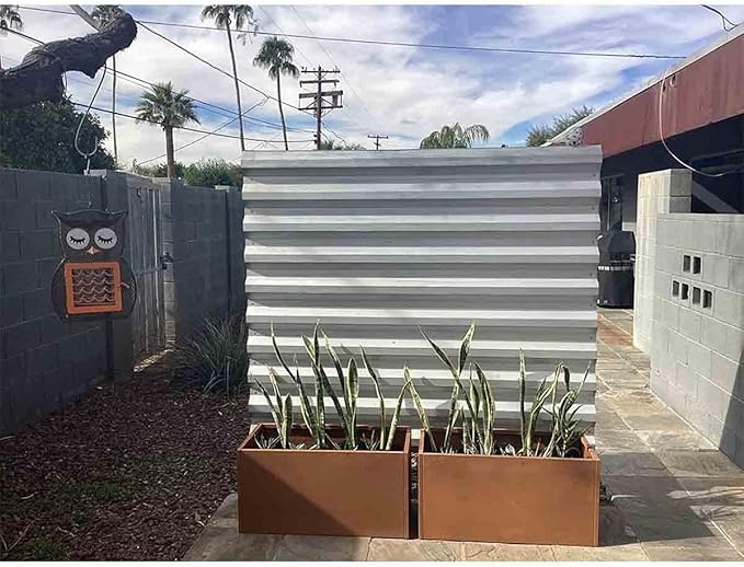 Corten Steel Planter Box Rectangular Planters Large Outdoor Planter Metal Planter Box for Tall Plant Trough Rustic Patina for Garden Yard Commercial Residential Farm 16 in x 31.5 in x 16 in-Ruum Studio Home
